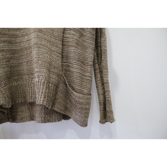 Umgee USA Womens Large Long Sleeve V-Neck Tan Sweater Pockets Cotton Blend - Picture 3 of 7